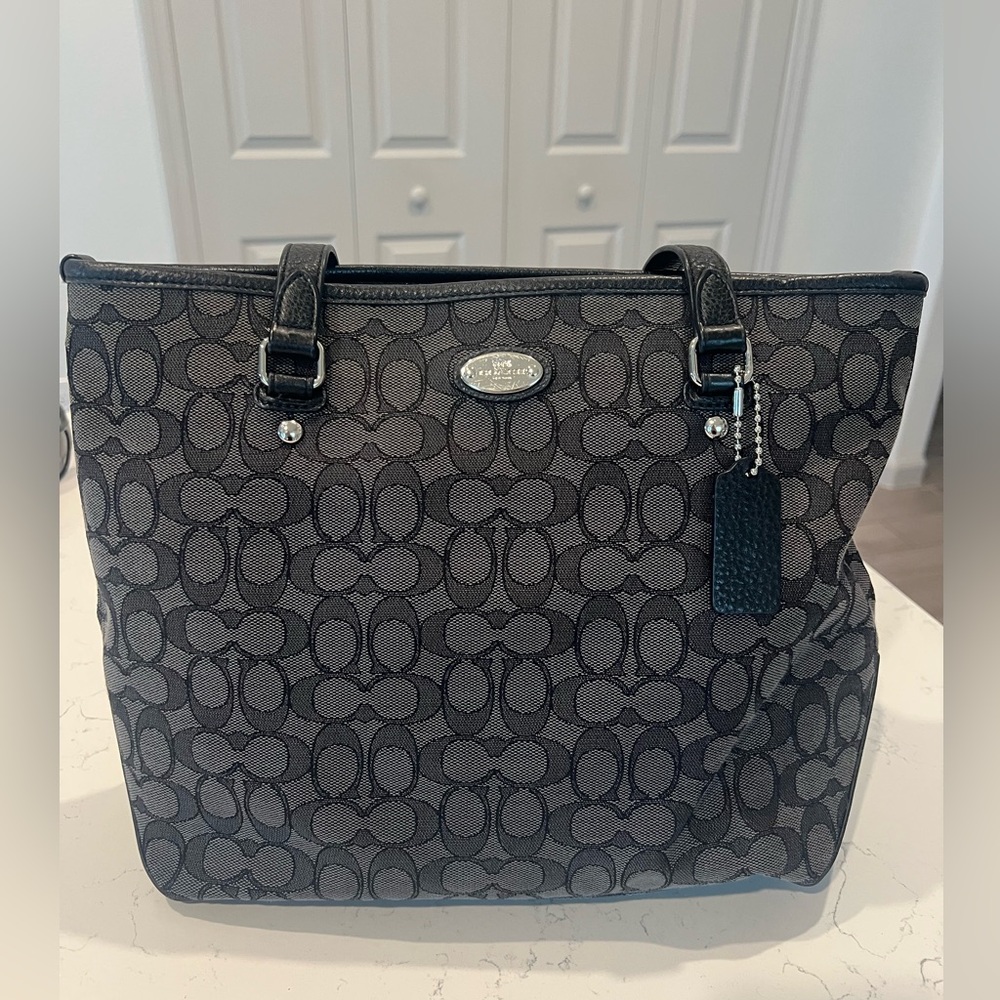 Coach Dark Gray Signature Tote